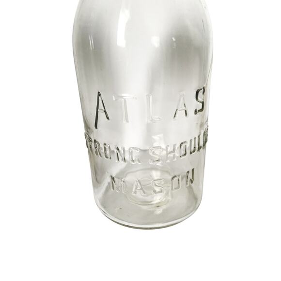 Vtg Antique Pair 1920s Atlas Strong Shoulder Mason Half Gallon Jar w Zinc Cover - Picture 2 of 6
